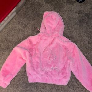 Pink Fuzzy jacket 
Silk inside